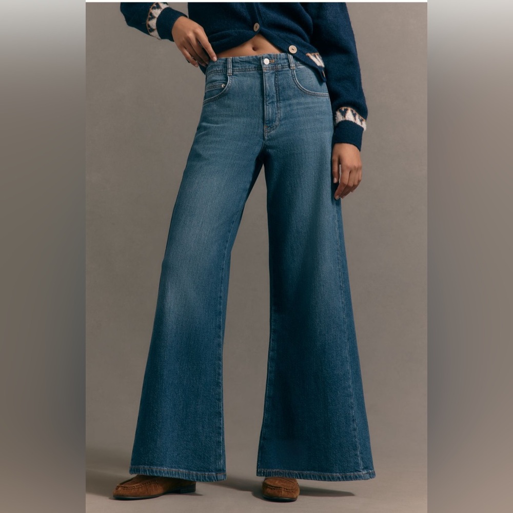 The Adi Mid-Rise Flare Jeans by Pilcro in Dark Denim - Picture 2 of 4